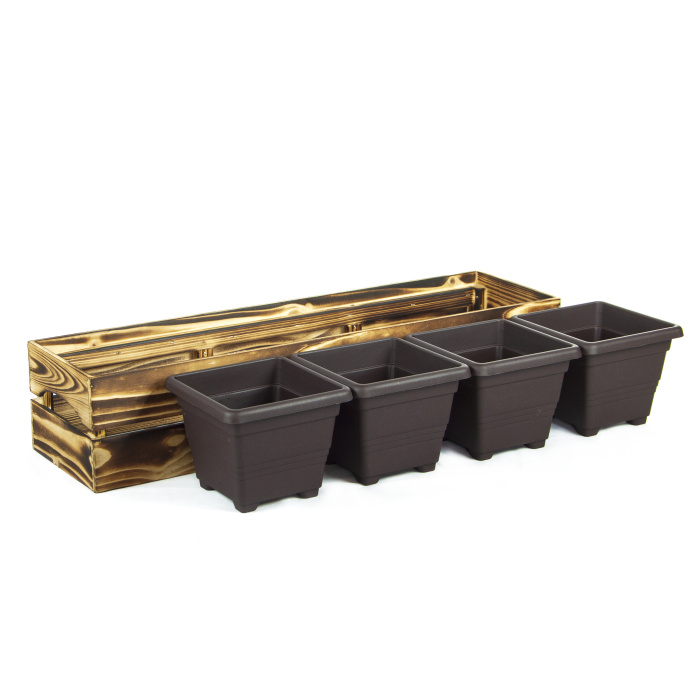 Truhlík hranatý BYLINKÁČ 4 s plastovou vložkou opalovaný 67cm-0