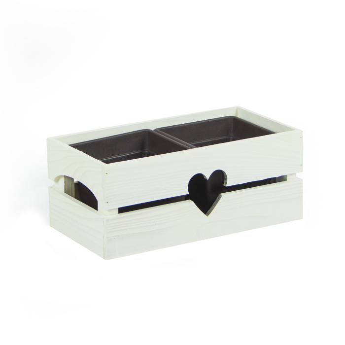 Truhlík hranatý dřevěný BYLINKÁČ 2 s plastovou vložkou opalovaný 35cm-0