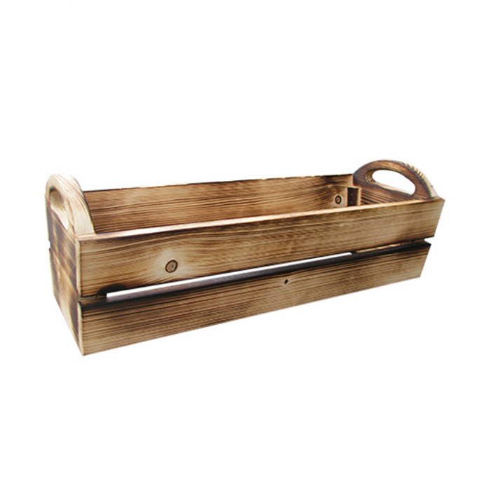 Truhlíky - Truhlík hranatý dřevěný STATEK 2 ucha s plastovou vložkou opalovaný 80cm