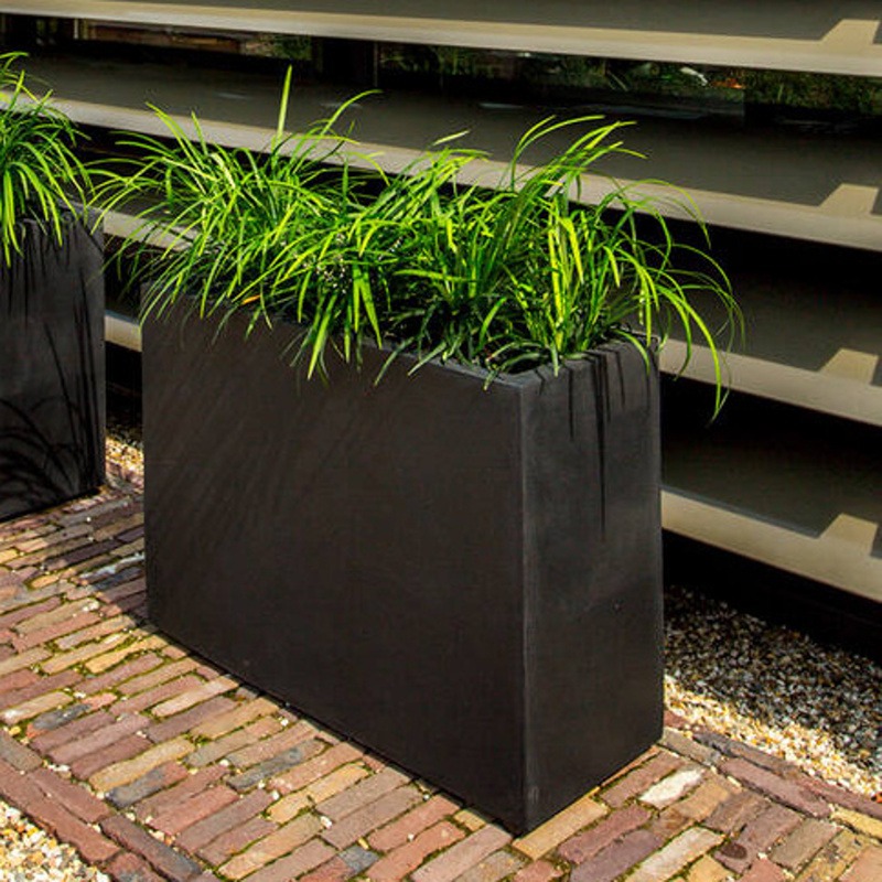 Truhlík hranatý JORT L fiberstone černý 95x38x72cm-0