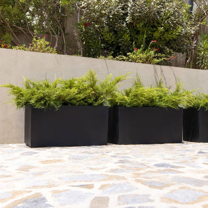 Truhlík hranatý JORT M fiberstone černý 100x40x50cm-0