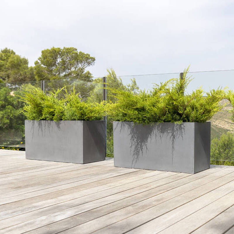 Truhlík hranatý JORT M fiberstone šedý 100x40x50cm-0