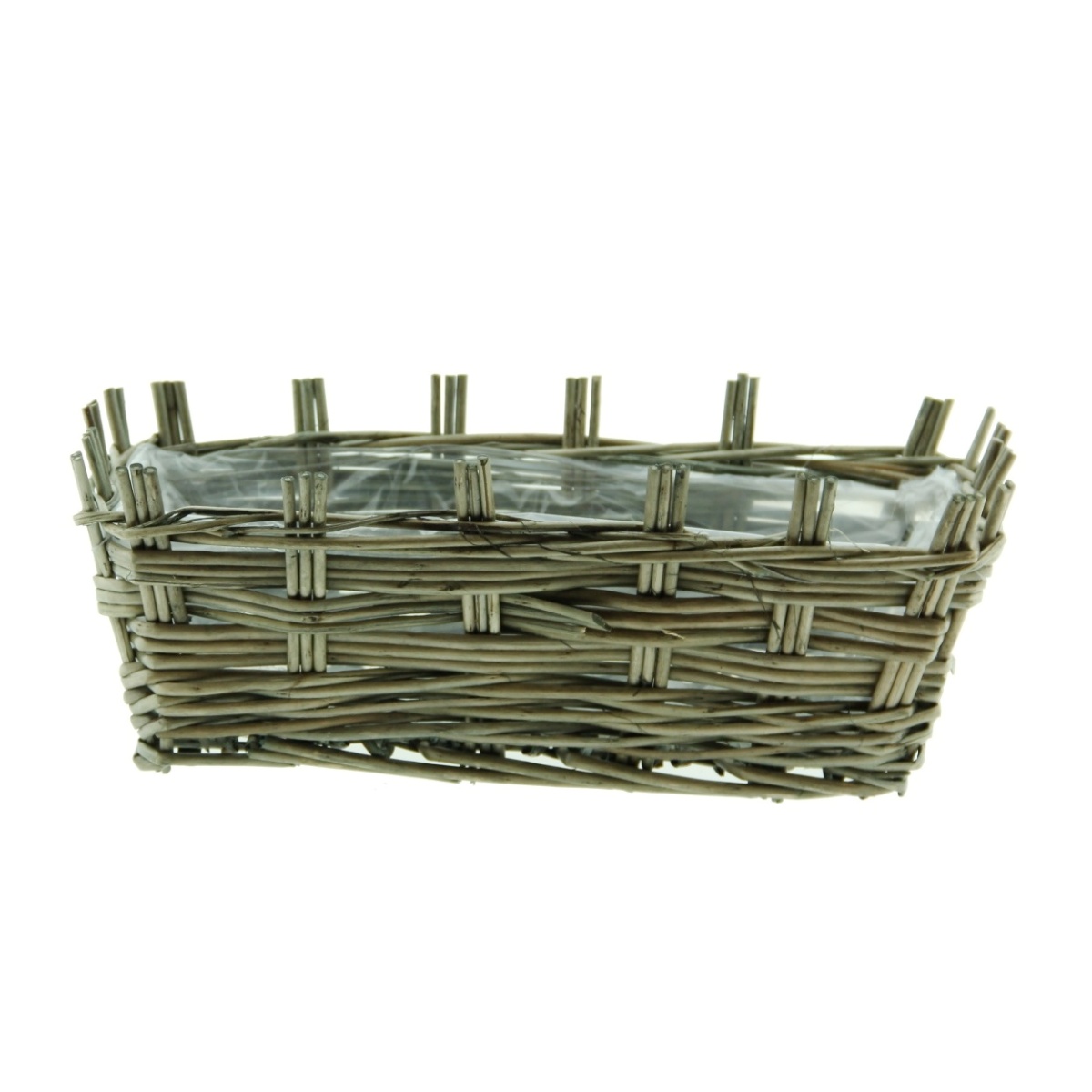 Truhlíky - Truhlík hranatý proutěný s igelitem šedý 32cm