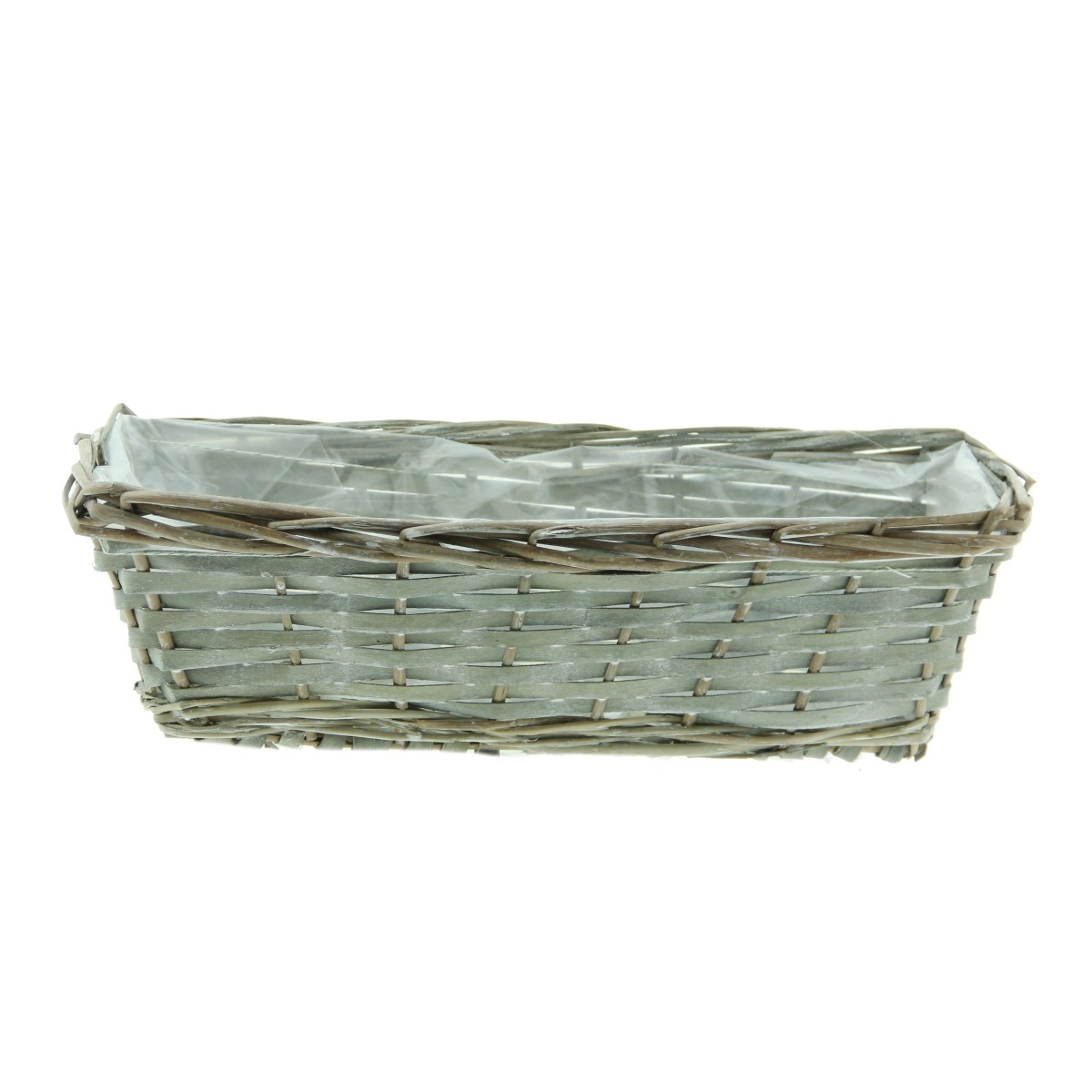 Proutěné a dřevěné truhlíky - Truhlík hranatý proutěný s igelitovou vložkou šedý 40cm