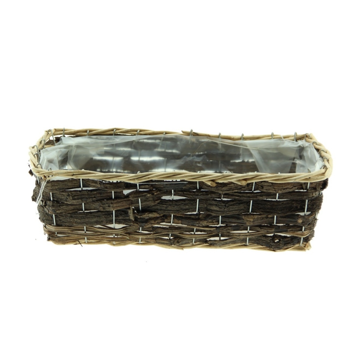 Truhlíky - Truhlík hranatý proutí a dýha hnědý 35cm