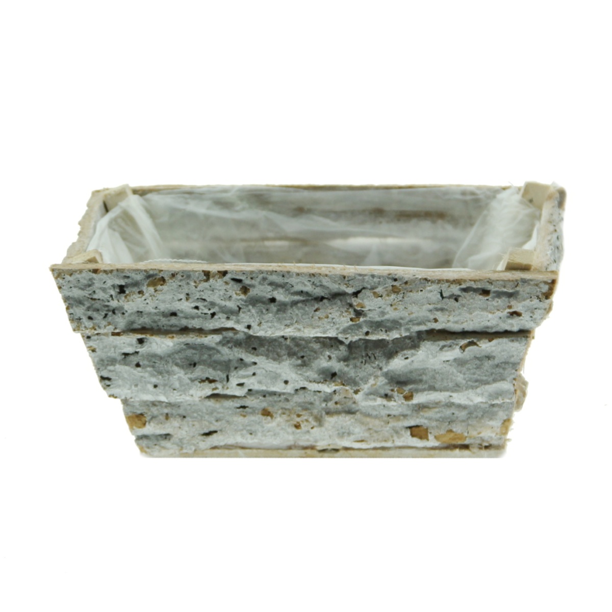 Truhlíky - Truhlík hranatý z kůry s igelitem šedý 20cm