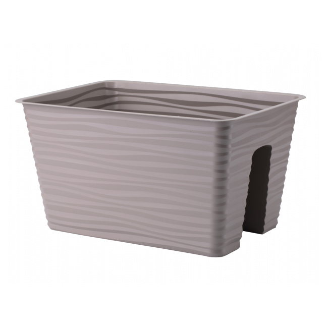 Truhlíky - Truhlík na zábradlí plastový SAHARA hnědošedý 40cm