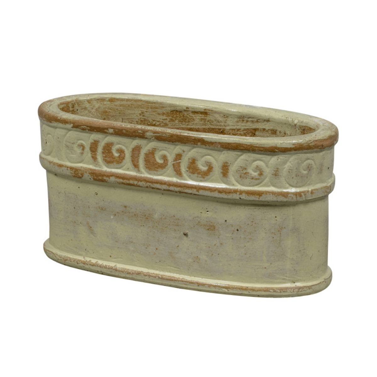 Keramické truhlíky - Truhlík oválný ADELAIDE 1-06I glazovaný krémový 68x37cm