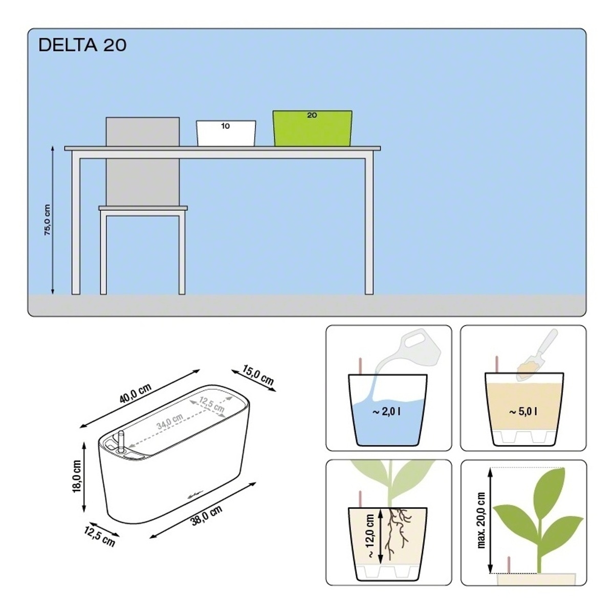 Truhlík oválný DELTA 20 antracitový 40cm-2