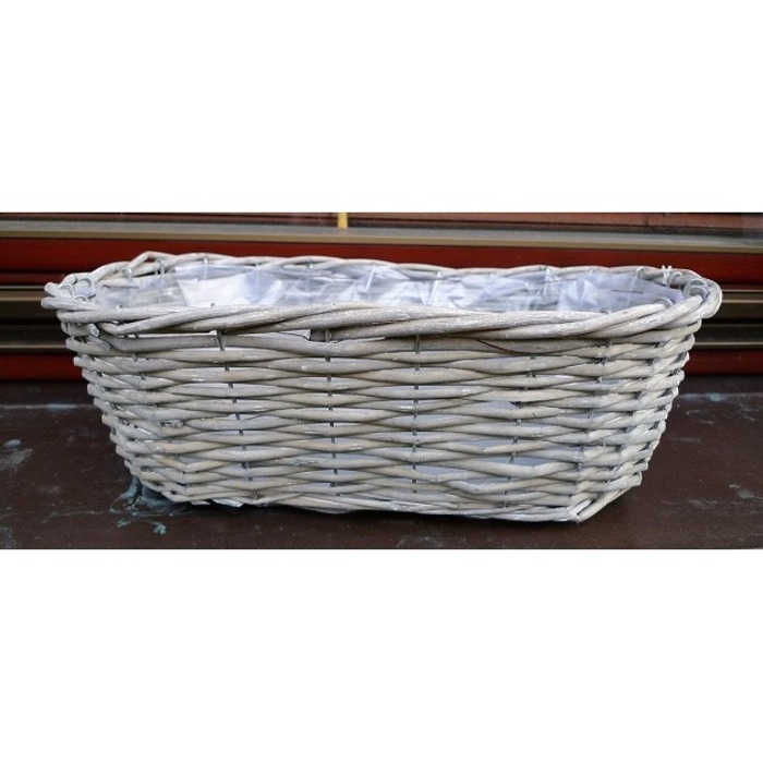 Truhlíky - Truhlík oválný proutěný s igelite šedý 35cm