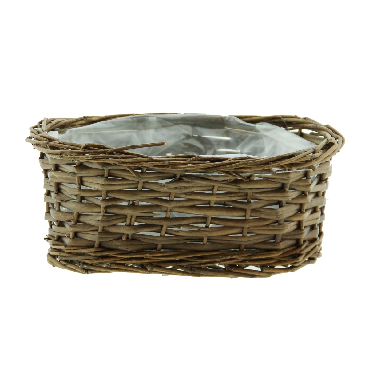 Truhlíky - Truhlík oválný proutěný s igelitem hnědý 21cm