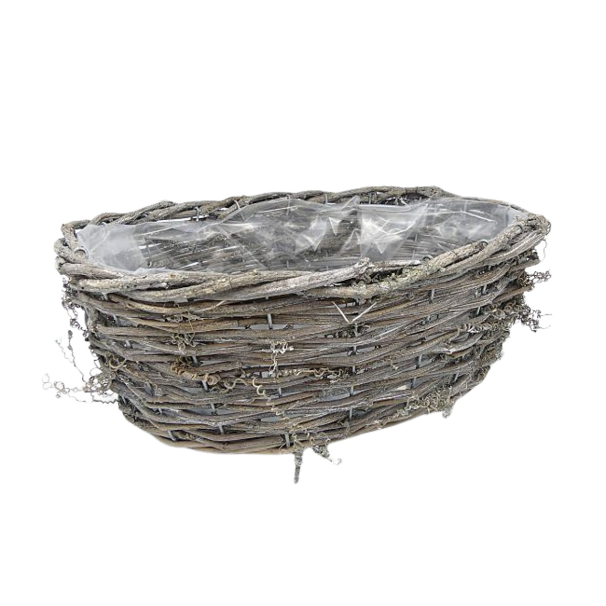 Proutěné a dřevěné truhlíky - Truhlík oválný proutěný s igelitem hnědý 28cm