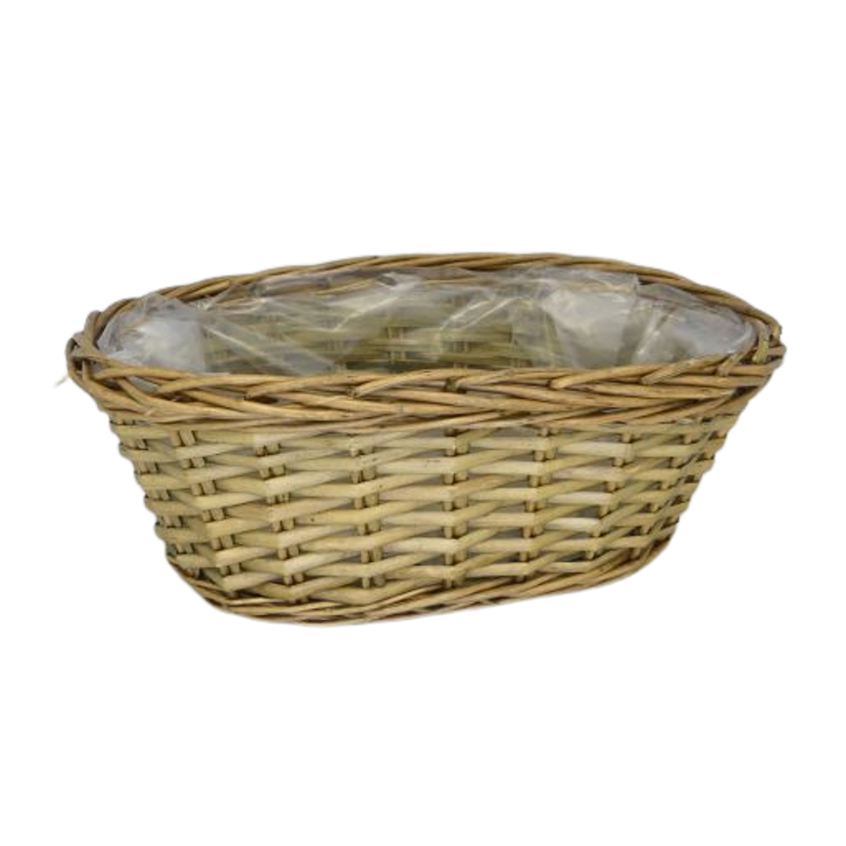 Proutěné a dřevěné truhlíky - Truhlík oválný proutěný s igelitem přírodní 28x19cm