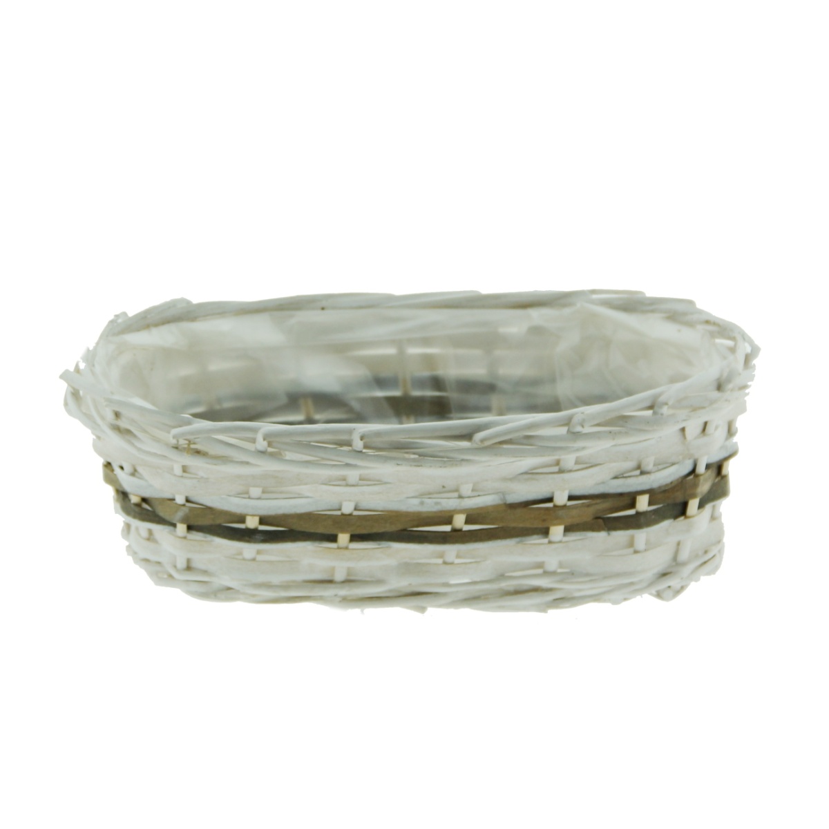 Truhlíky - Truhlík oválný proutí a dýha bílo-šedý 26cm