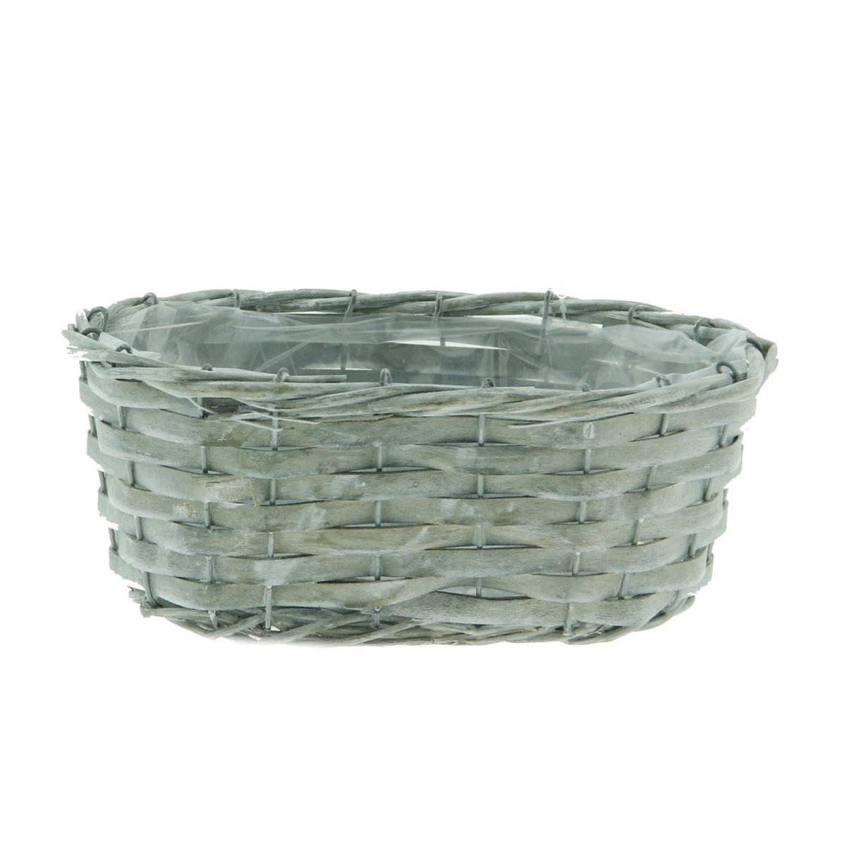 Truhlíky - Truhlík oválný prutěný s igelitem šedý 20,5cm