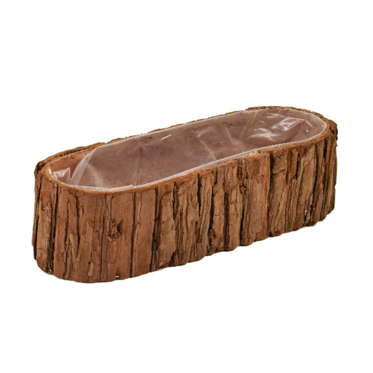Vánoční obaly a květináče - Truhlík oválný z kůry a igelitovou vložkou 30x17cm