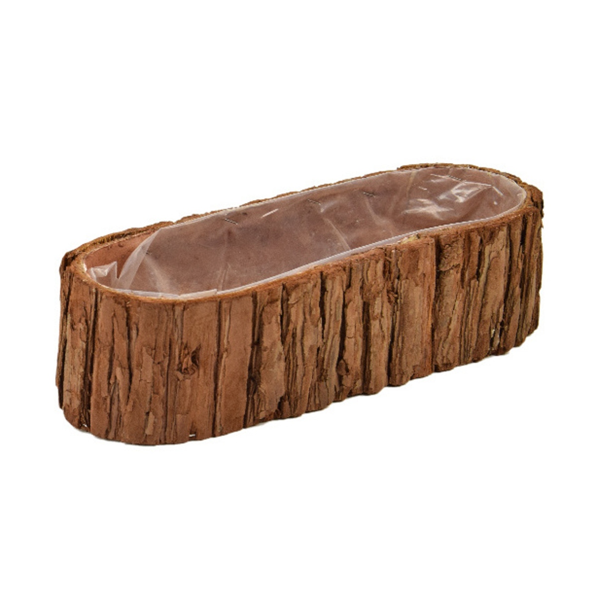 Vánoční obaly a květináče - Truhlík oválný z kůry a igelitovou vložkou 35x19cm