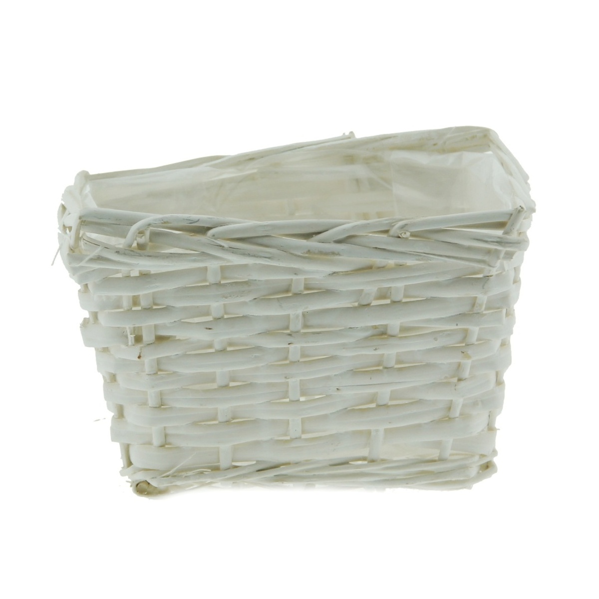 Proutěné a dřevěné truhlíky - Truhlík proutěný hranatý s igelitem bílý 17cm