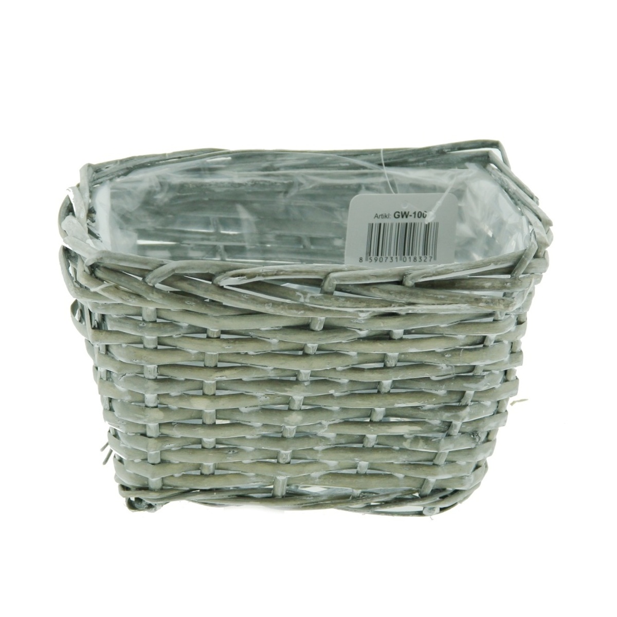 Proutěné a dřevěné truhlíky - Truhlík proutěný hranatý s igelitem šedý 17cm