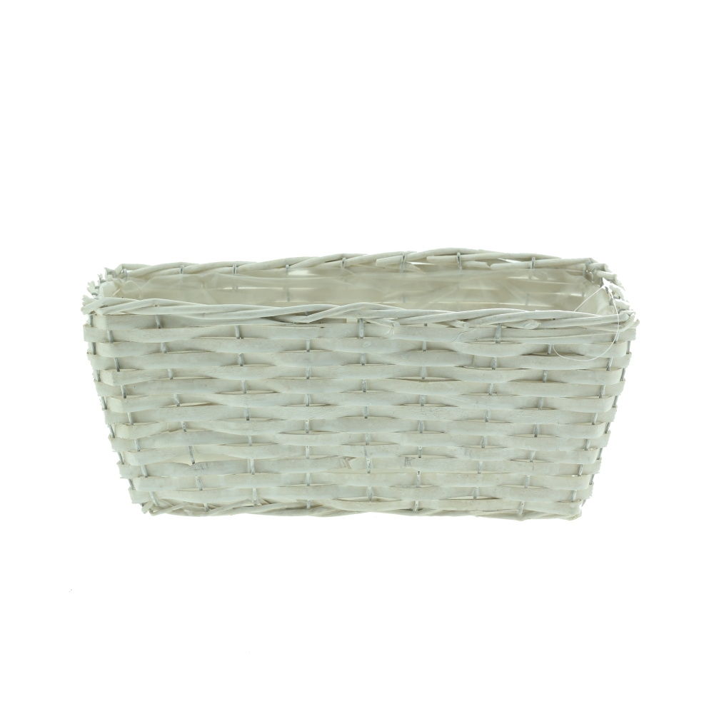 Proutěné a dřevěné truhlíky - Truhlík proutěný s igelitem bílý 33cm