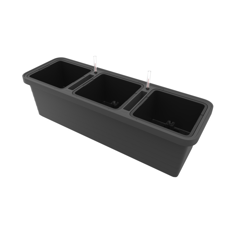 Plastové samozavlažovací truhlíky - Truhlík samozavlažovací BERBERIS TRIO plast antracit