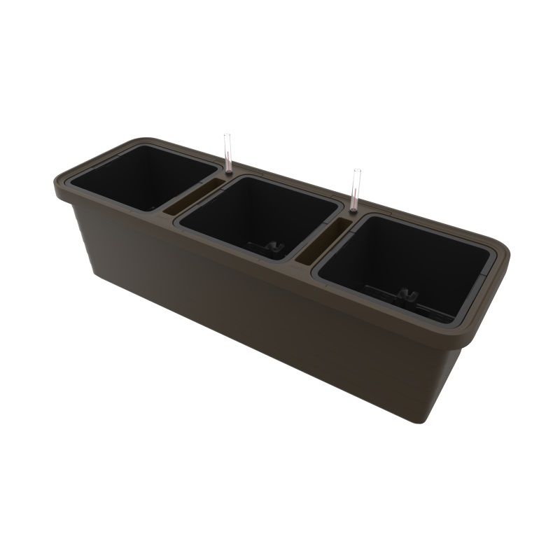 Plastové samozavlažovací truhlíky - Truhlík samozavlažovací BERBERIS TRIO plast čokoláda