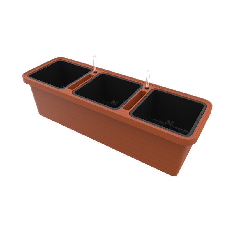 Plastové samozavlažovací truhlíky - Truhlík samozavlažovací BERBERIS TRIO plast terakota