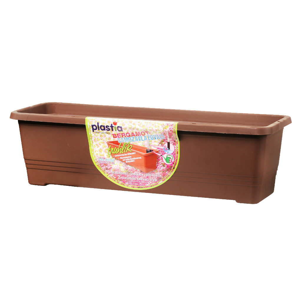 Truhlíky - Truhlík samozavlažovací BERGAMOT 60cm čokoládový