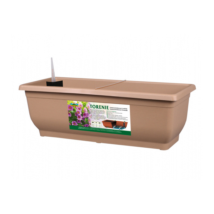 Truhlíky - Truhlík samozavlažovací plastový TORENIE matný sv.hnědý 60cm