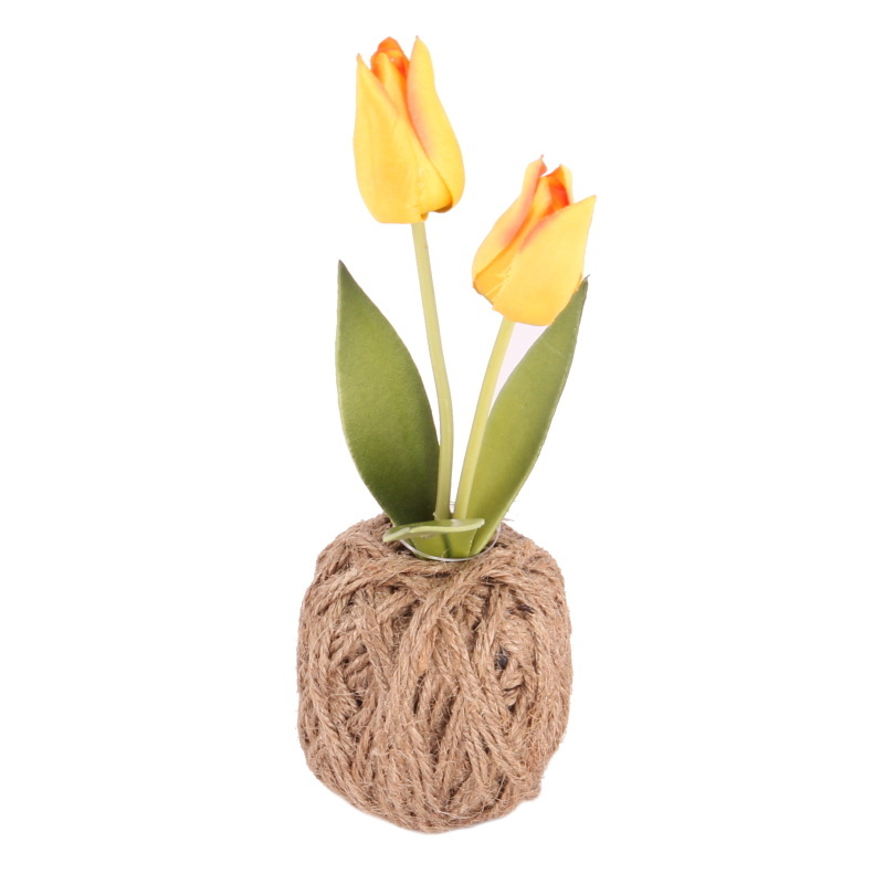 Jarní umělé květiny - Tulipán BOBBIN v klubku umělý oranžový 18cm