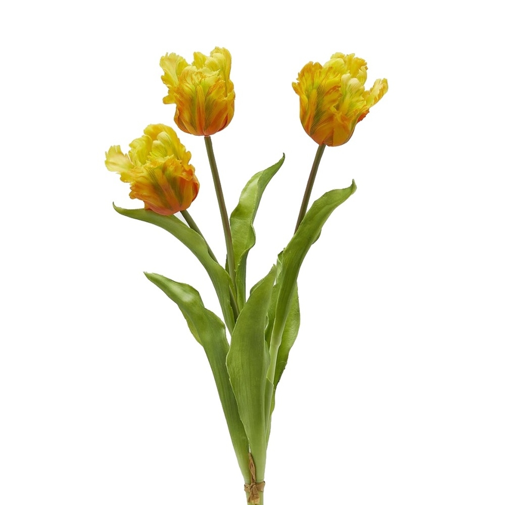 Jarní umělé květiny - Tulipán PARROT ve svazku umělý 3ks