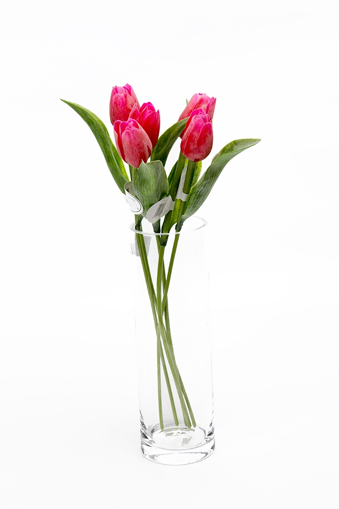 Tulipán řezaný umělý 40cm růžovo-červený-1