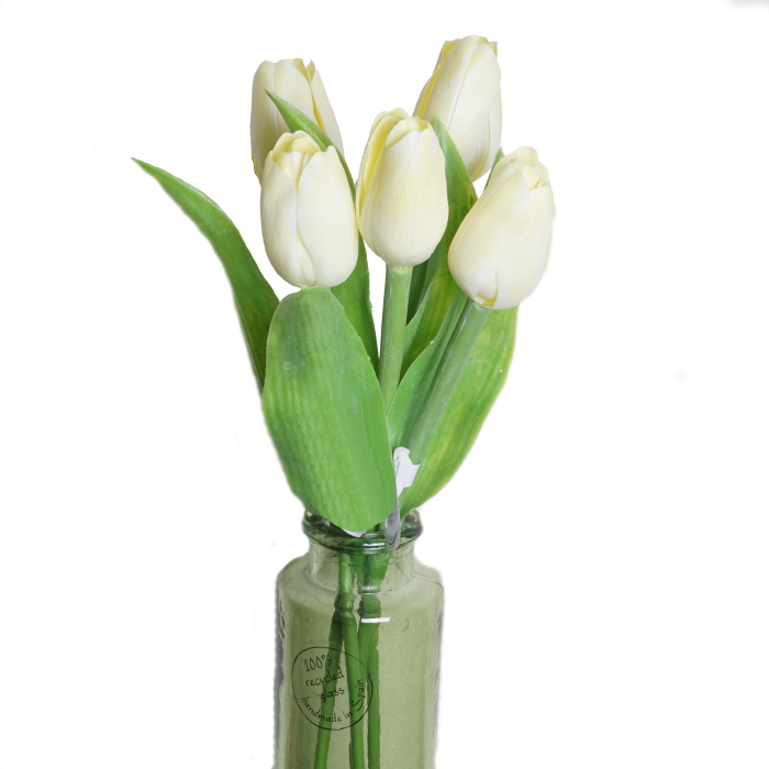 Jarní umělé květiny - Tulipán řezaný umělý 40cm světle žlutá