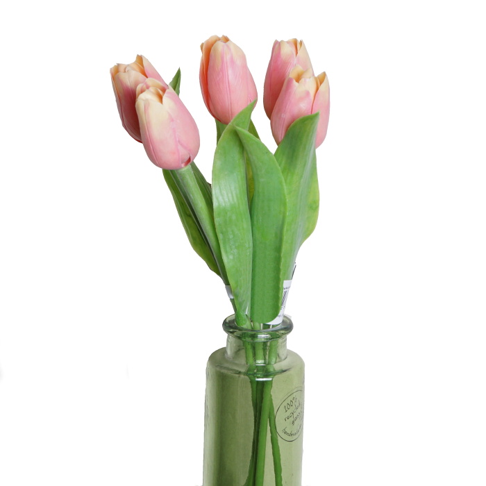 Jarní umělé květiny - Tulipán řezaný umělý 40cm tmavě broskvová