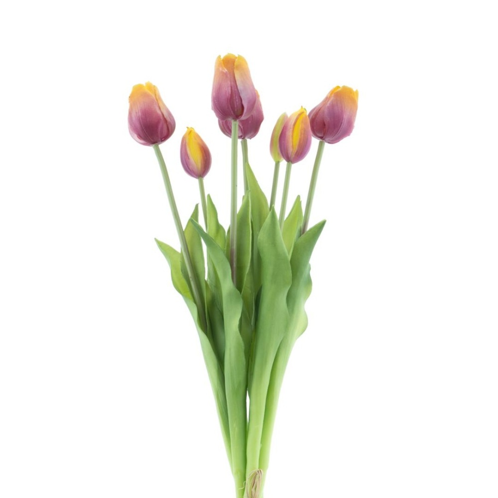 Jarní umělé květiny - Tulipán SALLY umělý ve svazku žluto-mauve 7ks