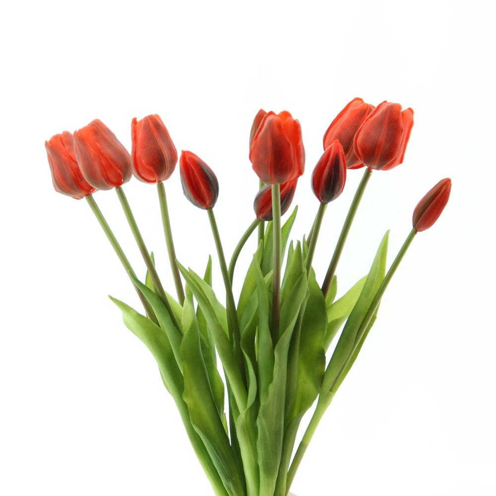 Jarní umělé květiny - Tulipán SALLY ve svazku umělý červený 12ks