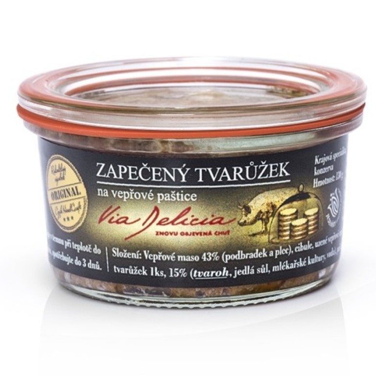 Masa a paštiky - Tvarůžek zapečený na vepřové paštice 130g