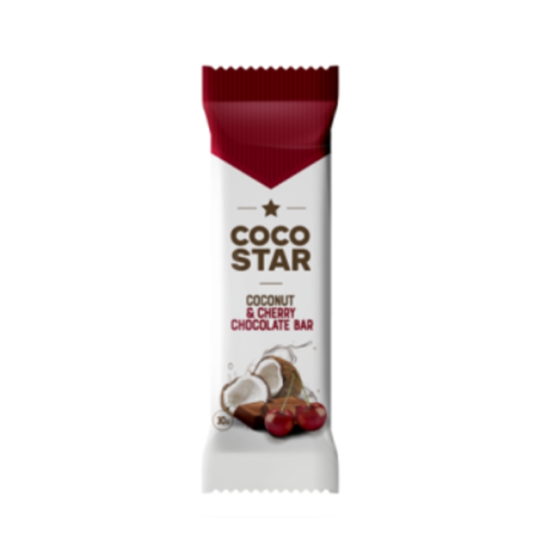 Sušené ovoce a plody - Tyčinka ovocná COCO STAR kokos, čokoláda a višně 30g