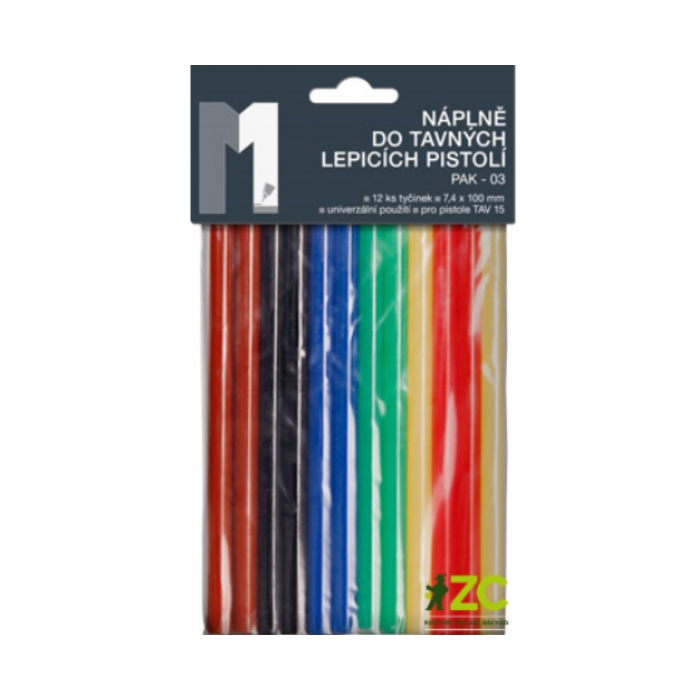 Tavné pistole a náplně - Tyčinka tavná barevná malá 12ks