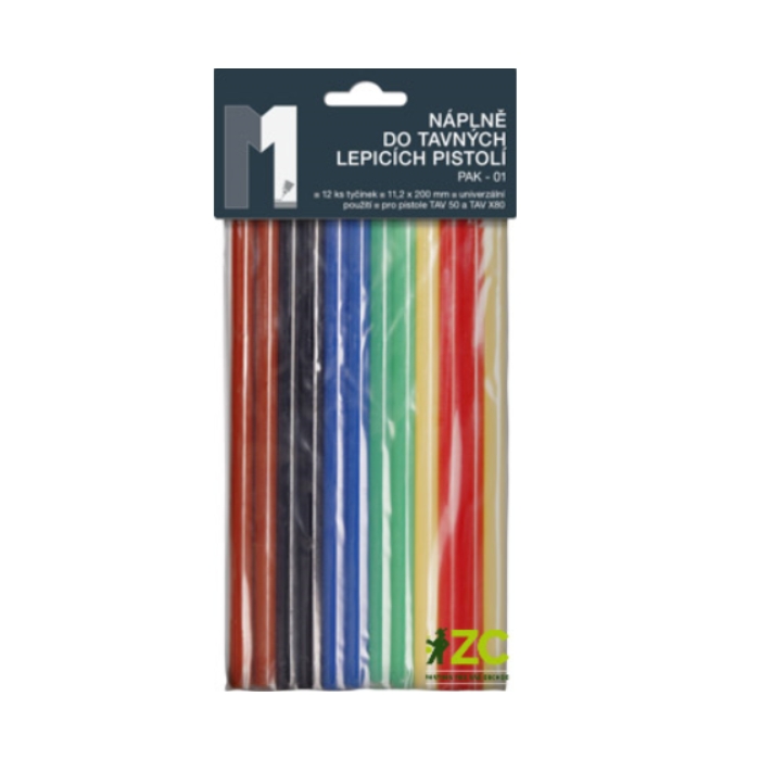 Tavné pistole a náplně - Tyčinka tavná barevná velká 12ks