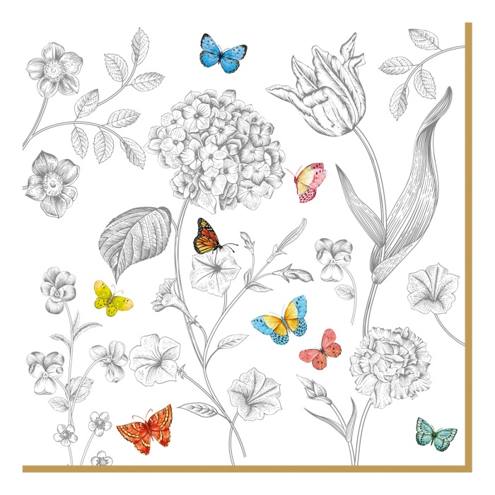 Kuchyňské doplňky - Ubrousky FLEURS ET PAPILLONS 20ks