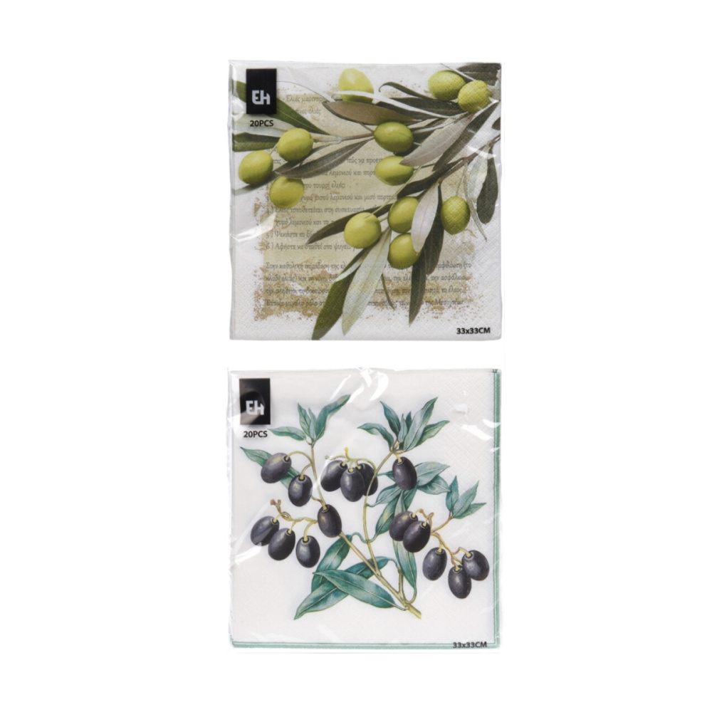 Kuchyňské doplňky - Ubrousky papírové s olivami mix 16ks