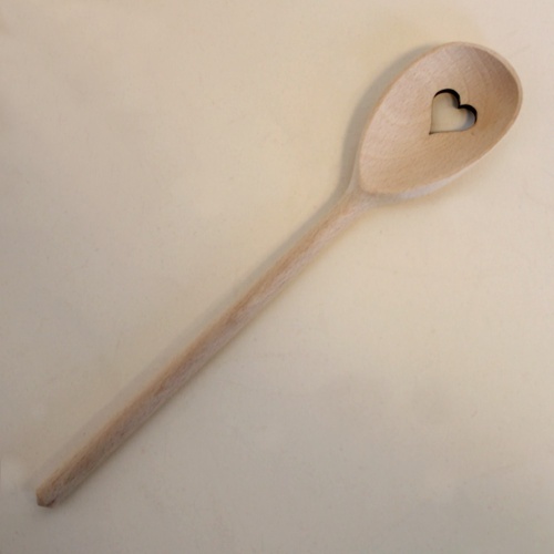 Vařečky, obracečky aj. - Vařečka dekor srdce dřevo přírodní 30cm