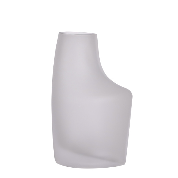 Skleněné vázy - Váza atyp sklo mat bílá 23,5cm