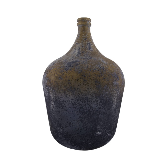 Skleněné vázy - Váza/demižon skleněná šedozlatá patina 56cm