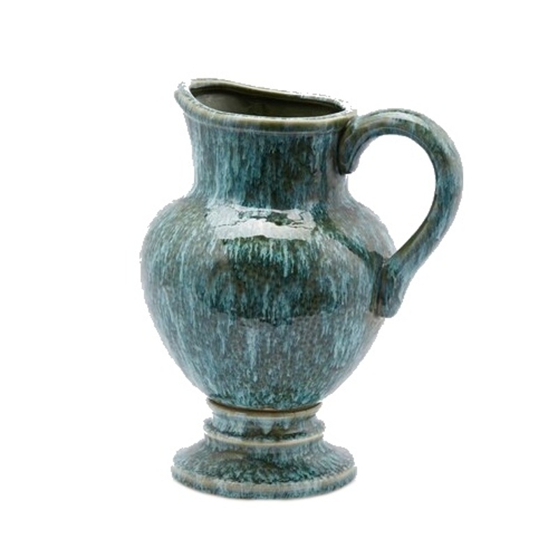 Keramické vázy - Váza/džbán keramická s 1 uchem tyrkysová 29cm