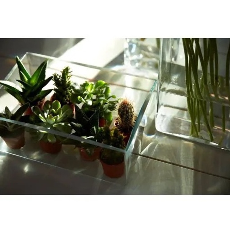 Váza hranatá RECTANGULAR skleněná čirá 30x20cm-0