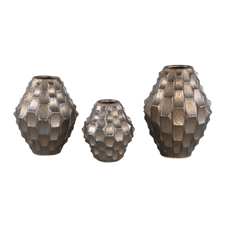 Váza keramická DIDAR L abstraktní antik bronzová 35cm-0