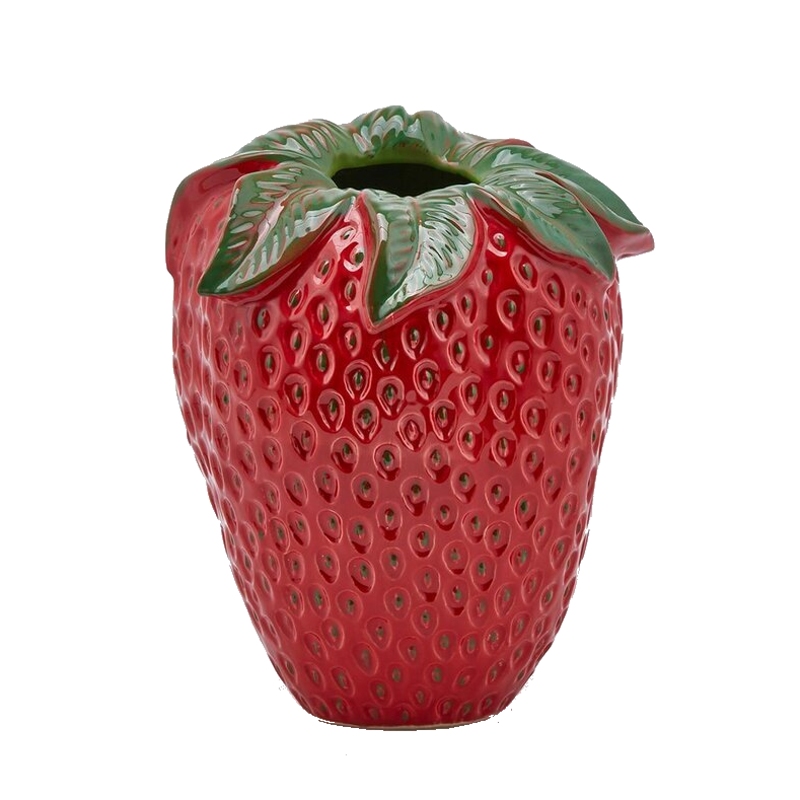Keramické vázy - Váza keramická jahoda s listem 29cm