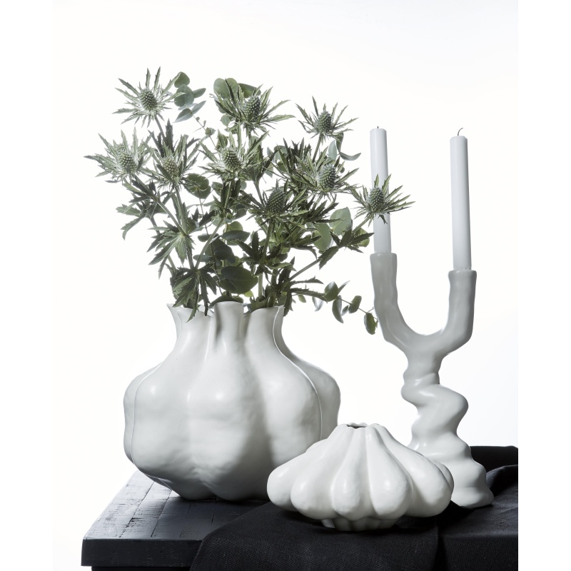 Váza kulatá atypická z dolomitu VIOLET bílá 28cm-0